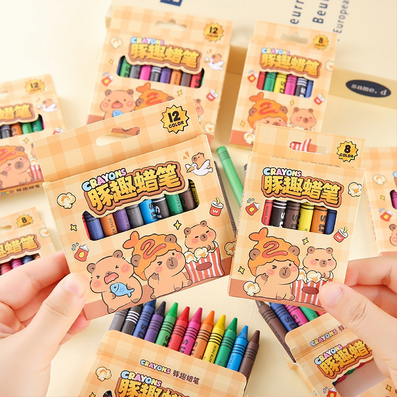 Vaskinių pieštukų rinkinių piešiniams - modelis Kl789652, vieno galo viršūnė, popieriaus korpusas, nešvaistantis