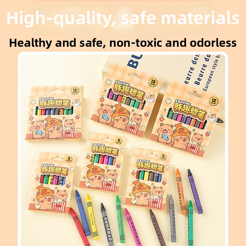 Vaskinių pieštukų rinkinių piešiniams - modelis Kl789652, vieno galo viršūnė, popieriaus korpusas, nešvaistantis