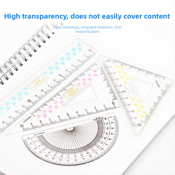 Kokuyo CLCA plastmassist joonlaudade komplekt koos läbipaistva nurgamõõtjaga ja kolmnurkjoonlaudiga, kaal 0,095 kg