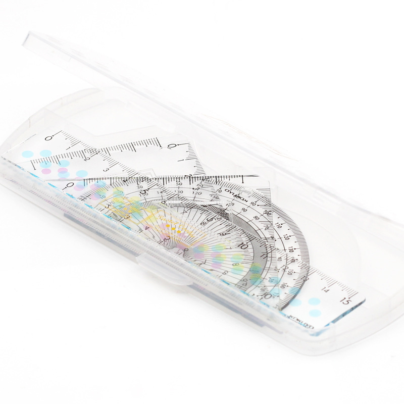 Kokuyo CLCA plastmassist joonlaudade komplekt koos läbipaistva nurgamõõtjaga ja kolmnurkjoonlaudiga, kaal 0,095 kg