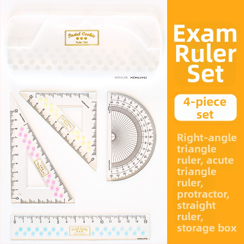Kokuyo CLCA plastmassist joonlaudade komplekt koos läbipaistva nurgamõõtjaga ja kolmnurkjoonlaudiga, kaal 0,095 kg