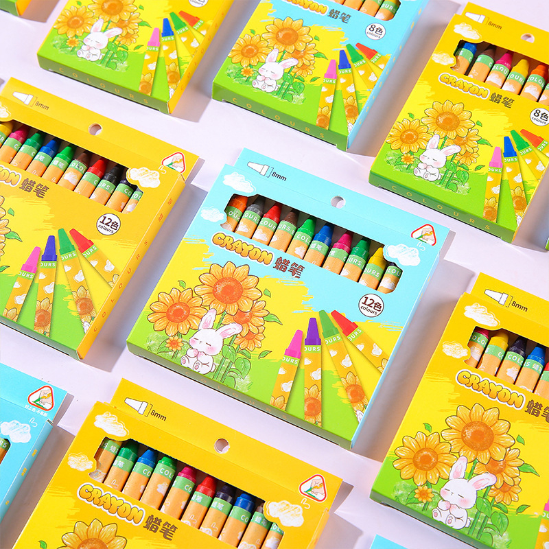 Детски комплект маслени пастели в кутия – модел a1229, изтриваем, хартиен корпус, многоцветни пълнители