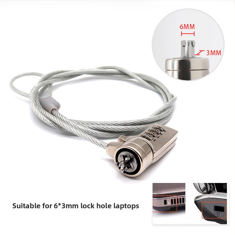 4-skaitmenų užraktas su vieliniu trosu nešiojamiesiems, modelis 2005