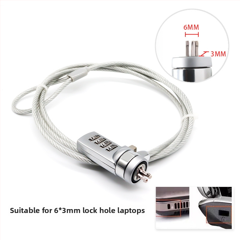 4-skaitmenų užraktas su vieliniu trosu nešiojamiesiems, modelis 2005