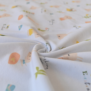 Țesătură jerseu pentru bebeluți — 26s, 100% bumbac, pentru lenjerie și pijamale, imprimare cu desen animat, potrivită pentru toamnă și iarnă.