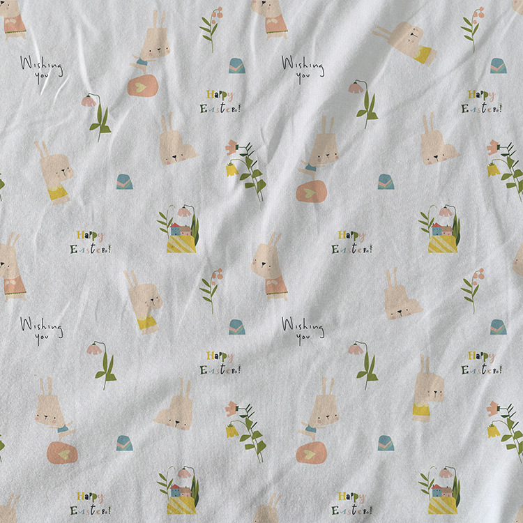 Țesătură jerseu pentru bebeluți — 26s, 100% bumbac, pentru lenjerie și pijamale, imprimare cu desen animat, potrivită pentru toamnă și iarnă.