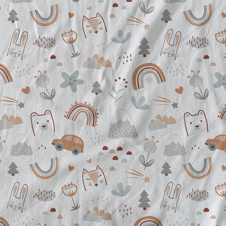 Țesătură jerseu pentru bebeluți — 26s, 100% bumbac, pentru lenjerie și pijamale, imprimare cu desen animat, potrivită pentru toamnă și iarnă.