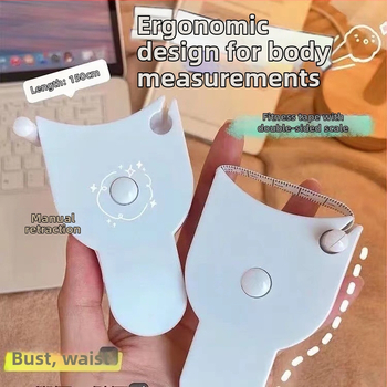 Namų naudojimui skirtas trijų apimčių matavimo liniuotė: juosmens, krūtinės ir klubų matavimui; dvipusė skalė; atsparus dėvėjimuisi; aukšta tikslumas; traukiama atgal; plastikinė