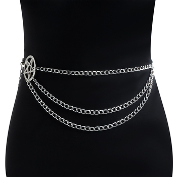 Metalni pojasni lanac za struk, višeslojna lančana mreža s petokrakom zvijezdom, hip-hop punk stil, retro body chain