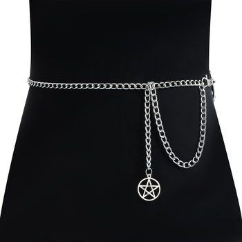 Metalni pojasni lanac za struk, višeslojna lančana mreža s petokrakom zvijezdom, hip-hop punk stil, retro body chain