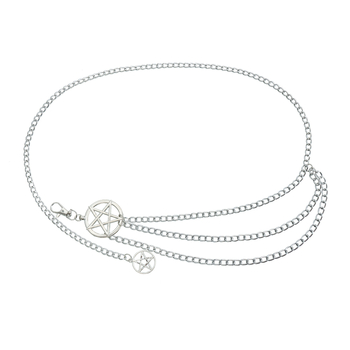 Metalni pojasni lanac za struk, višeslojna lančana mreža s petokrakom zvijezdom, hip-hop punk stil, retro body chain