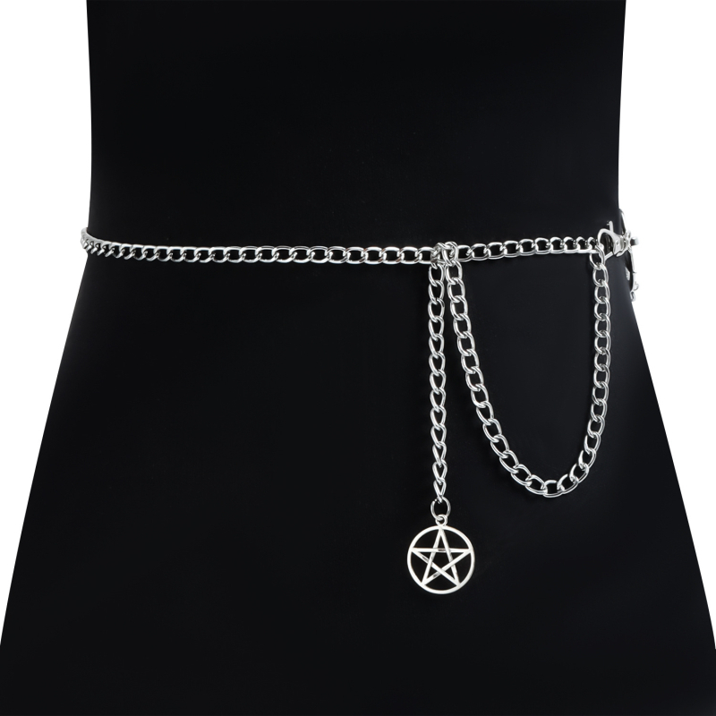 Metalni pojasni lanac za struk, višeslojna lančana mreža s petokrakom zvijezdom, hip-hop punk stil, retro body chain