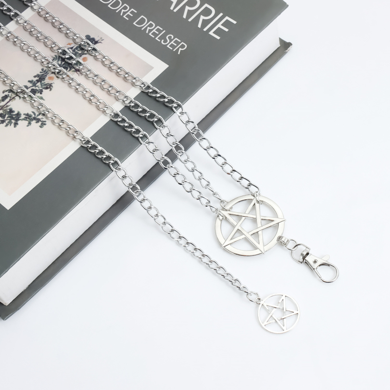 Metalni pojasni lanac za struk, višeslojna lančana mreža s petokrakom zvijezdom, hip-hop punk stil, retro body chain