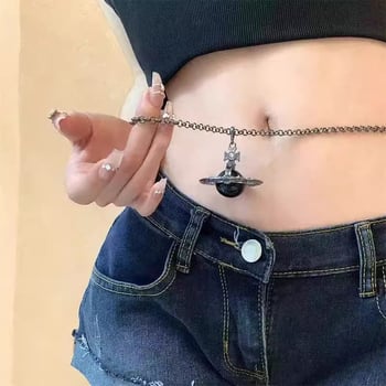 Metalni pojas za struk s višestrukim bisernim kićankama – punk Y2K stil, proljeće 2025