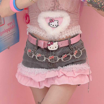 Talje kett kassimotiiviga, naiste aksessuaar, kootud materjal ja puuvill, pikkus 60–80 cm