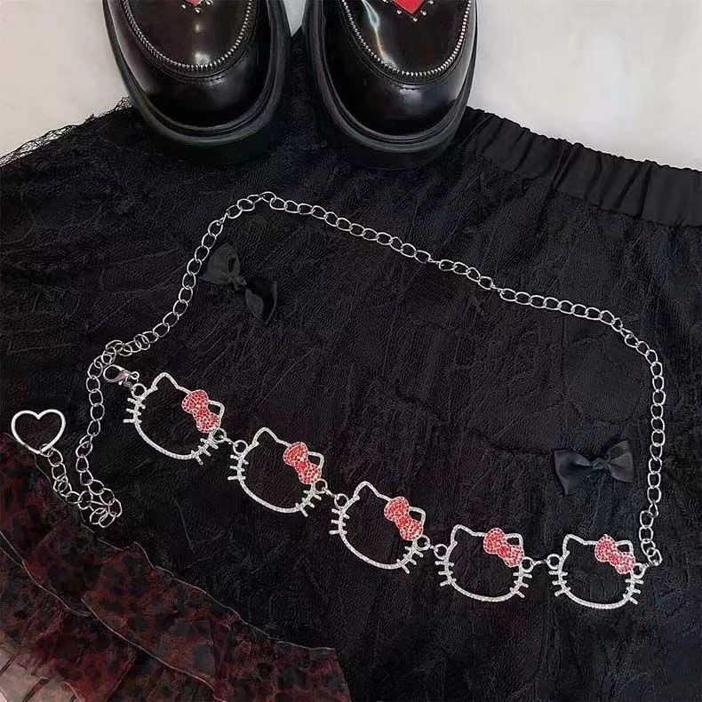 Talje kett kassimotiiviga, naiste aksessuaar, kootud materjal ja puuvill, pikkus 60–80 cm