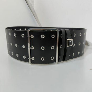 Demon Feeling ultra široki kaiš za traperice s rupicama, PU materijal, spona od legure, kopča s pinom, širina iznad 4 cm, elektroplating završna obrada, ručna izrada
