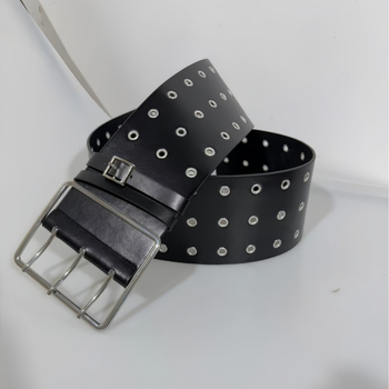 Demon Feeling ultra široki kaiš za traperice s rupicama, PU materijal, spona od legure, kopča s pinom, širina iznad 4 cm, elektroplating završna obrada, ručna izrada