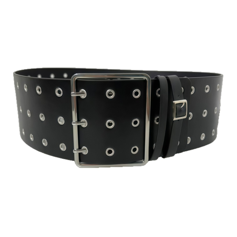 Demon Feeling ultra široki kaiš za traperice s rupicama, PU materijal, spona od legure, kopča s pinom, širina iznad 4 cm, elektroplating završna obrada, ručna izrada