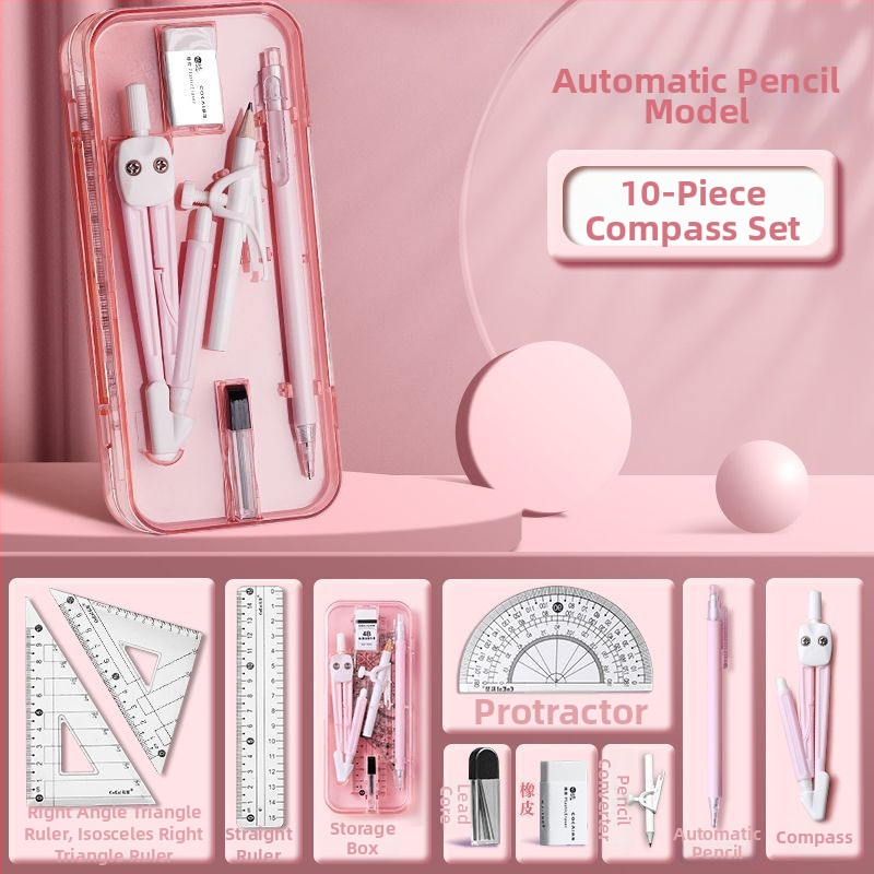 Geomeetria tööriistade komplekt õpilastele (mudel 1003; materjal: plastik; neto kaal: 120 g; komplekt sisaldab kompassi ja joonestusvahendit; pakkimine: karbis)