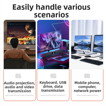 USB-C duomenų ir greito įkrovimo kabelis, PVC, 60W, 1–2 m, HDMI, Mini USB, Micro USB, Type-C