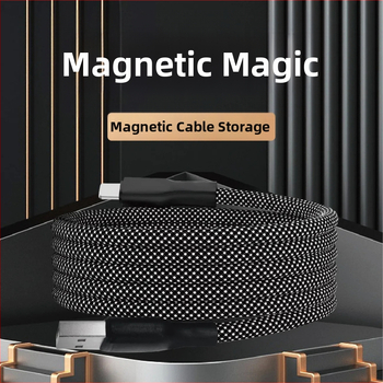 Flash repairman magnetinis įkrovimo kabelis su Lightning ir USB-C, pynėtas, vienas galas, 66W maksimali galia