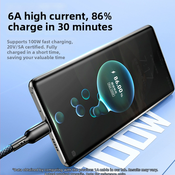 Flash repairman magnetinis įkrovimo kabelis su Lightning ir USB-C, pynėtas, vienas galas, 66W maksimali galia