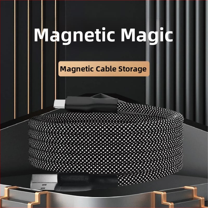 Flash repairman magnetinis įkrovimo kabelis su Lightning ir USB-C, pynėtas, vienas galas, 66W maksimali galia