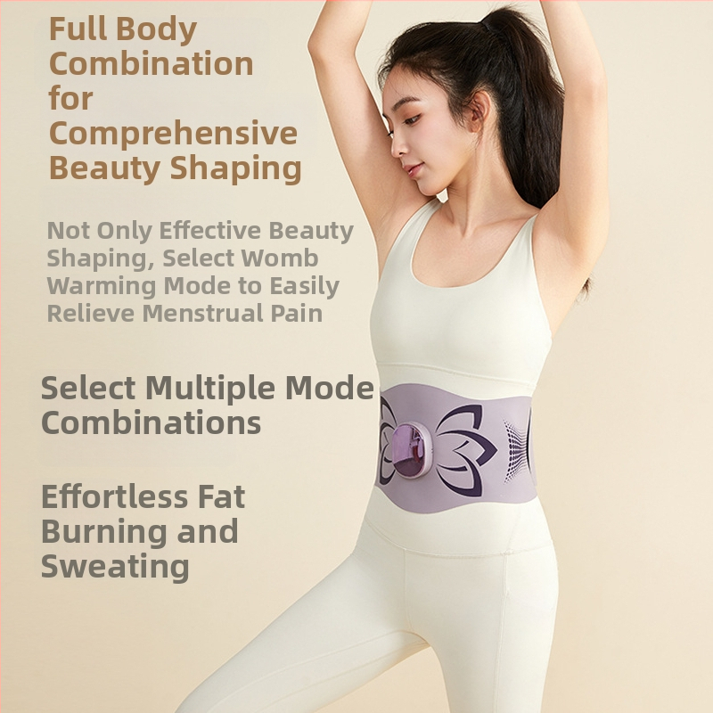 Pilvo masažo diržas su EMS mikro srove, vibracija ir karšto kompresija, įkraunama, mechaninis valdymas, 4 greičiai, iki 4 masažo galvų