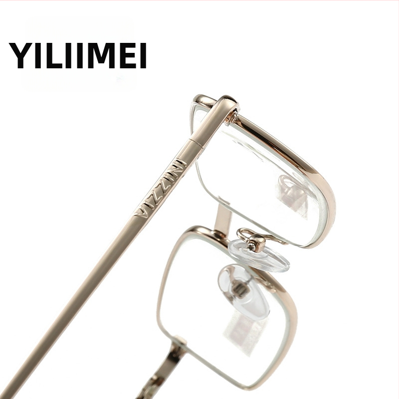 Presbiopijos akiniai – stikliniai lęšiai, asferinis dizainas, pilnas metalinis rėmas, kvadrato formos rėmas, retro stilius