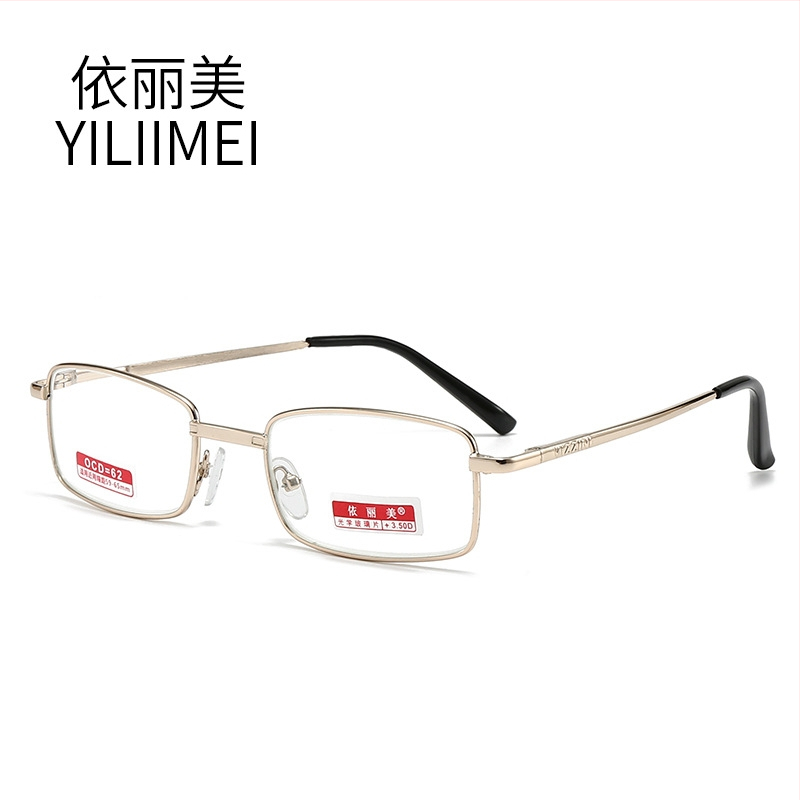 Presbiopijos akiniai – stikliniai lęšiai, asferinis dizainas, pilnas metalinis rėmas, kvadrato formos rėmas, retro stilius