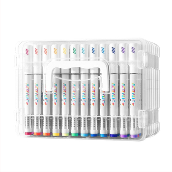 Daiso vedel akrüülmarker pehme otsaga, kihtide virnastamise disain, akvarelliga ühilduv, põhikooli õpilastele, põhipakend