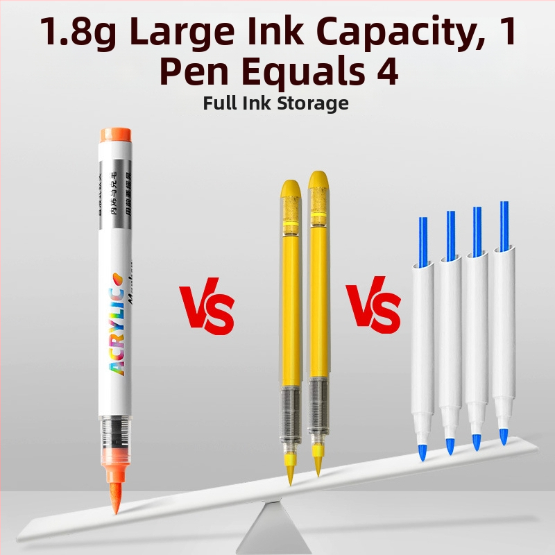 Daiso vedel akrüülmarker pehme otsaga, kihtide virnastamise disain, akvarelliga ühilduv, põhikooli õpilastele, põhipakend