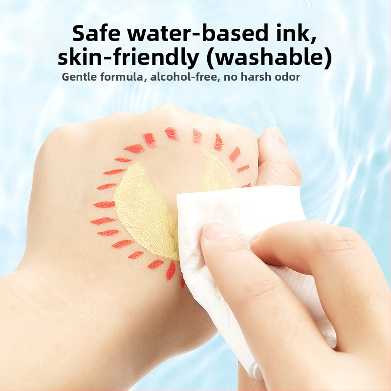 Daiso vedel akrüülmarker pehme otsaga, kihtide virnastamise disain, akvarelliga ühilduv, põhikooli õpilastele, põhipakend