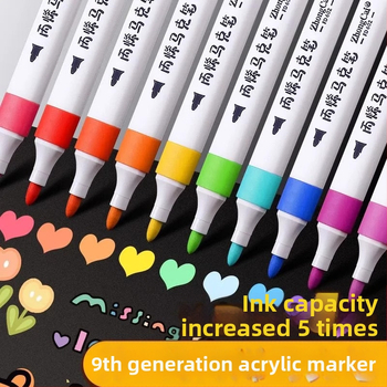 Akrüülmarker pliiats algkooli joonistamiseks, virnastatava disainiga, ei imbuta läbi paberit, Qiwang bränd