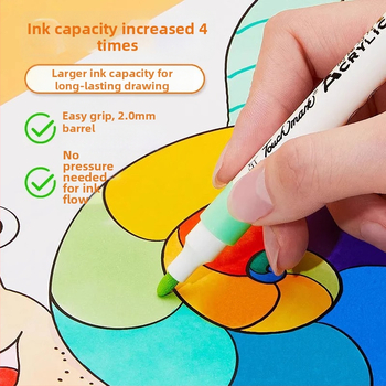 Akrüülmarker pliiats algkooli joonistamiseks, virnastatava disainiga, ei imbuta läbi paberit, Qiwang bränd