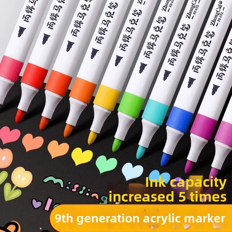 Akrüülmarker pliiats algkooli joonistamiseks, virnastatava disainiga, ei imbuta läbi paberit, Qiwang bränd