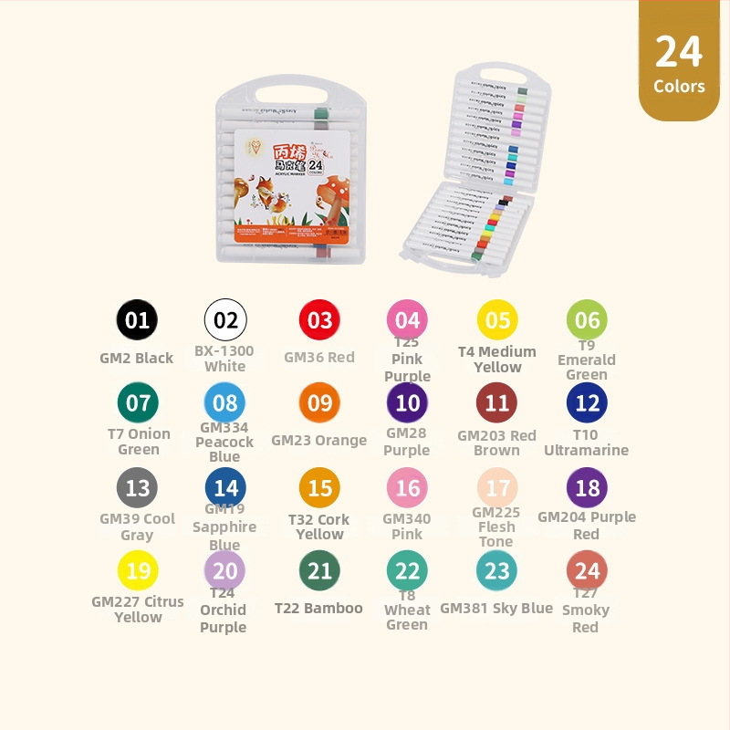 Akrüülmarker pliiats algkooli joonistamiseks, virnastatava disainiga, ei imbuta läbi paberit, Qiwang bränd