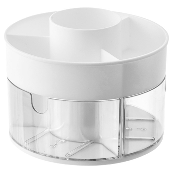 Cutie de depozitare pentru birou cu compartimente rotative pentru documente și cosmetic, model B54310, din plastic (100% material nou), acoperire cu grilaj, stil modern minimalist