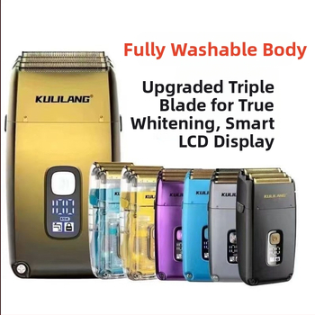 Elektrinis skutimosi įrenginys plikai galvai, trilapė tinklinė skustuvas, įmontuota baterija 2000–4000 mAh, šepetinis variklis, atsparus vandeniui