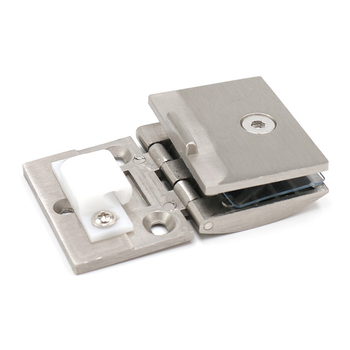 Balama pentru uși de sticlă în dulapuri vitrinate, aliaj de zinc, finisaj periat și lucios, stil modern minimalist, montaj pe o singură parte și bilateral