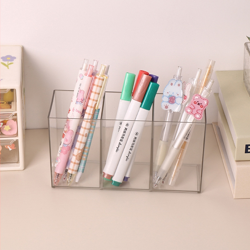 Ins štýlu pero držiak, priehľadný štvorcový plastový organizér na stôl pre študentov | model dg99