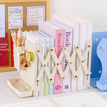 Taastatav metallist raamatuhoidja lauale koos lauaorganisaatori ja pliiatsikotiga, mudel 8866