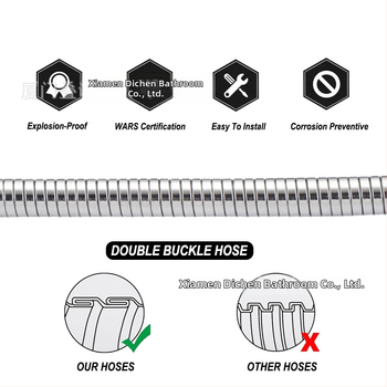 Dušo žarna DCR-2303-16, nerūdijančio plieno korpusas ir vario jungtys, EPDM vidinis vamzdelis, jungtis G1/2, 4-portai, darbinė temperatūra 0-100°C
