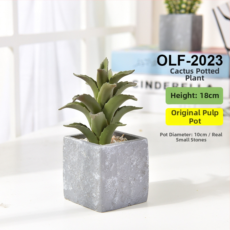 Retro dirbtinis kaktusas bonsai betono vazonėlyje biurui • Prekės ženklas Olif • Medžiaga PU • Amatas: Kita • Tipas: Kaktusas