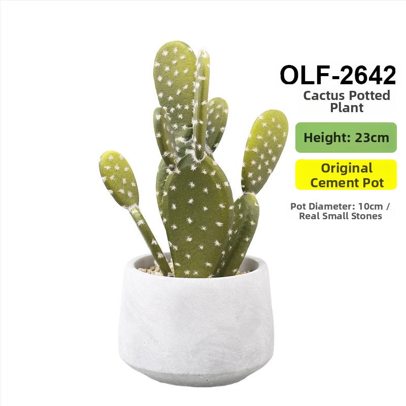 Retro dirbtinis kaktusas bonsai betono vazonėlyje biurui • Prekės ženklas Olif • Medžiaga PU • Amatas: Kita • Tipas: Kaktusas
