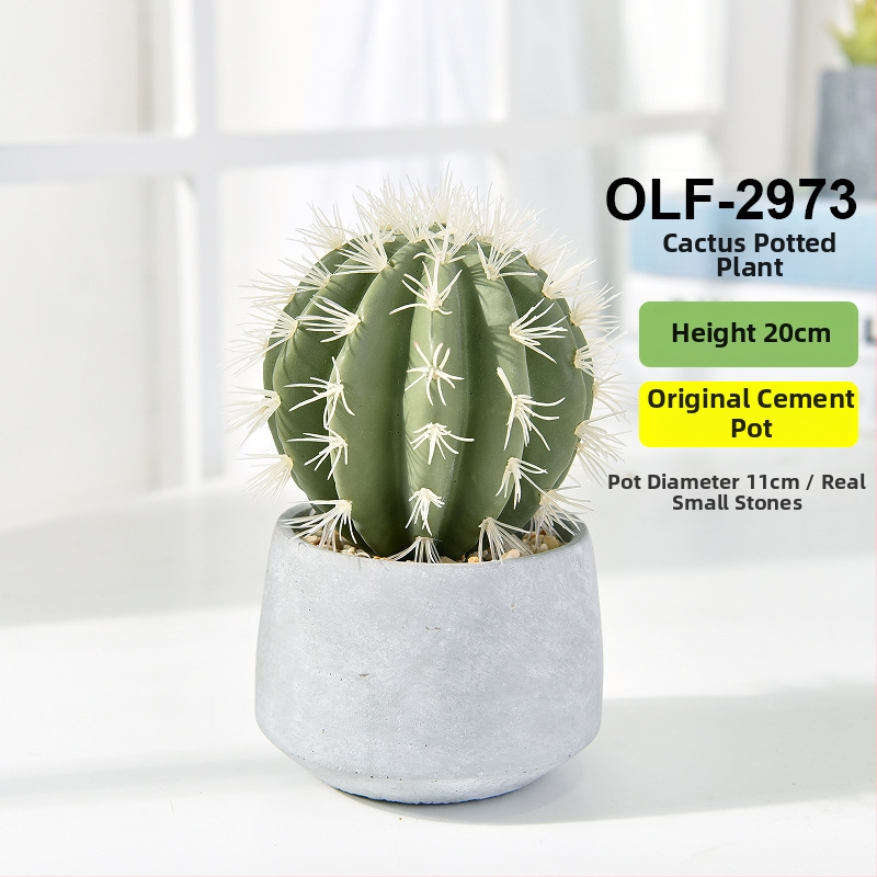 Retro dirbtinis kaktusas bonsai betono vazonėlyje biurui • Prekės ženklas Olif • Medžiaga PU • Amatas: Kita • Tipas: Kaktusas