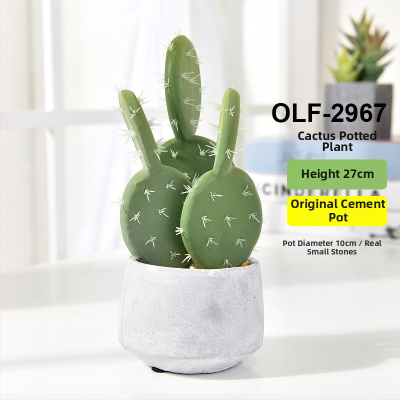 Retro dirbtinis kaktusas bonsai betono vazonėlyje biurui • Prekės ženklas Olif • Medžiaga PU • Amatas: Kita • Tipas: Kaktusas