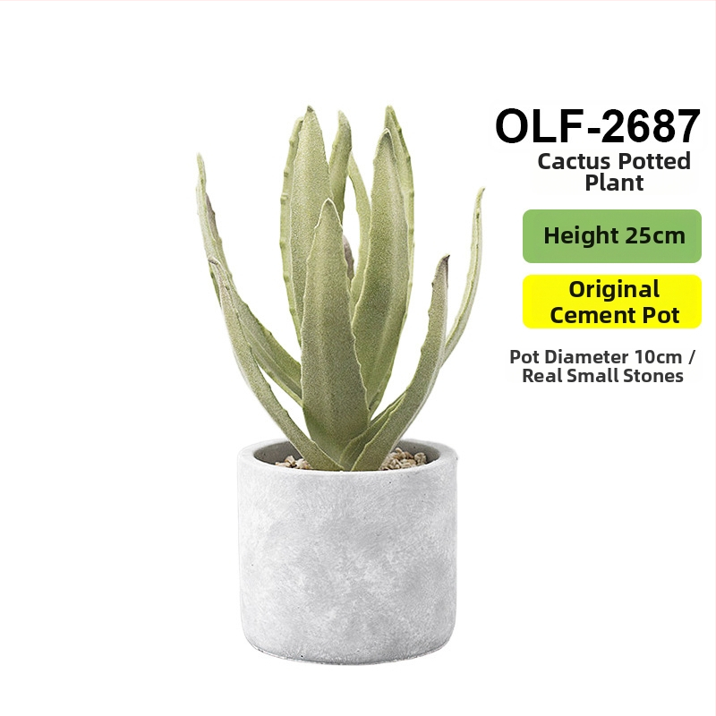 Retro dirbtinis kaktusas bonsai betono vazonėlyje biurui • Prekės ženklas Olif • Medžiaga PU • Amatas: Kita • Tipas: Kaktusas