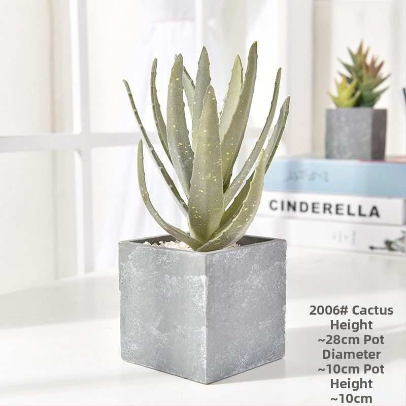 Retro dirbtinis kaktusas bonsai betono vazonėlyje biurui • Prekės ženklas Olif • Medžiaga PU • Amatas: Kita • Tipas: Kaktusas